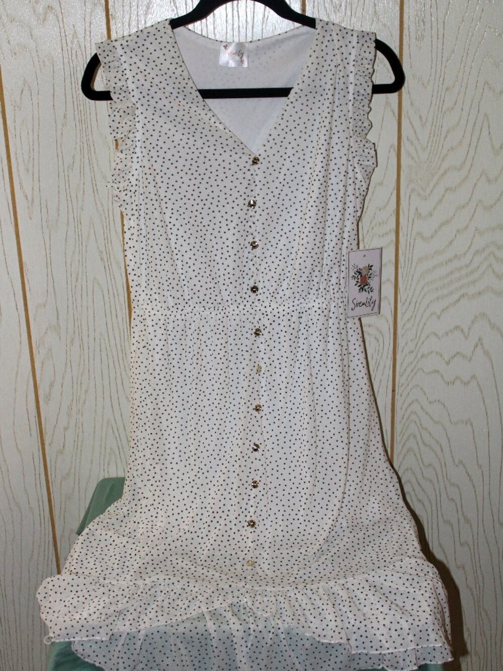 Siren Lily Women's White Dress with Black Polka Dots Size S - NWT